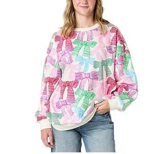 Mighty Fine Womens Crew Neck Long Sleeve Multicolor Sweatshirt Size S